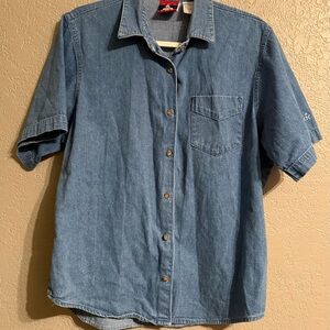 Vintage 90’s KFC Employee Uniform Denim Shirt Colonel Sanders Logo   Size 14